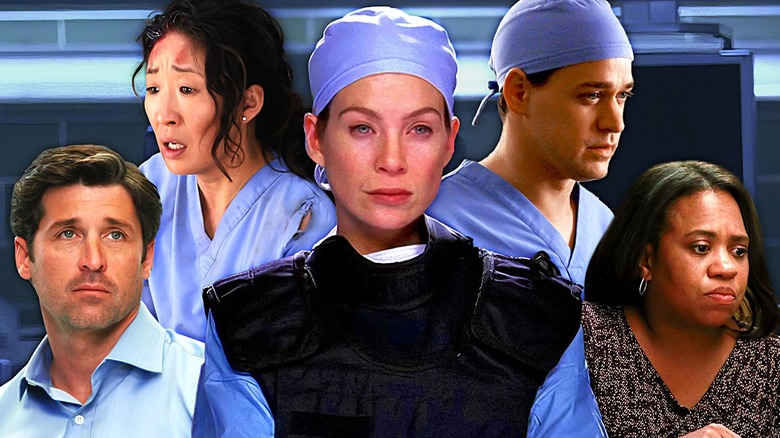 Patrick Dempsey as Dr. Derek Shepherd, Sandra Oh as Dr. Cristina Yang, Ellen Pompeo as Dr. Meredith Grey, T. R. Knight as Dr. George O'Malley, and Chandra Wilson as Dr. Miranda Bailey on Grey's Anatomy