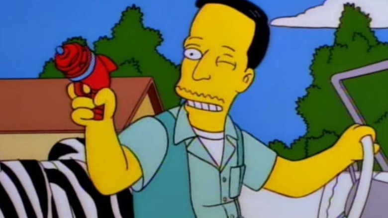 John playing with a toy laser gun on The Simpsons