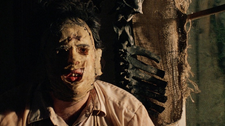 Leatherface wearing mask