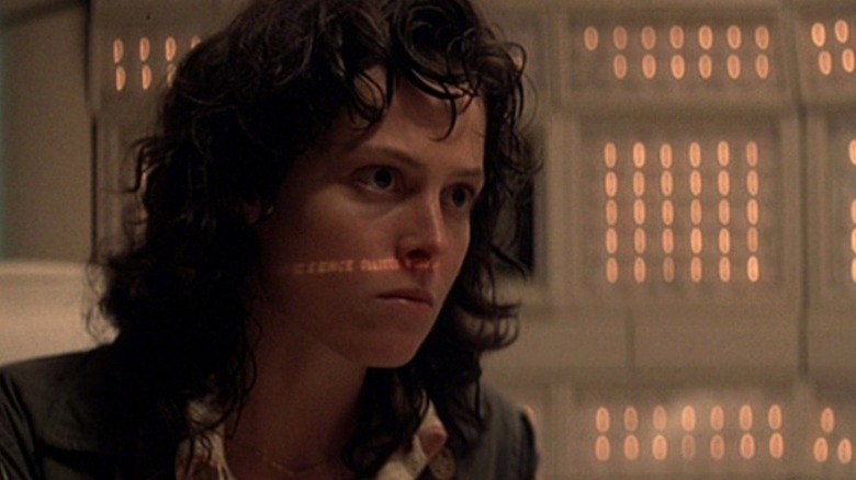 Alien's Ripley scowling on ship