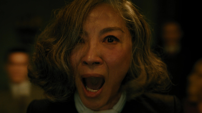 Michelle Yeoh as Joyce screaming in A Haunting in Venice