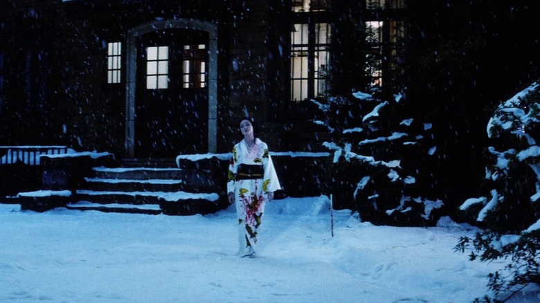 Meiko Kaji walking in snow