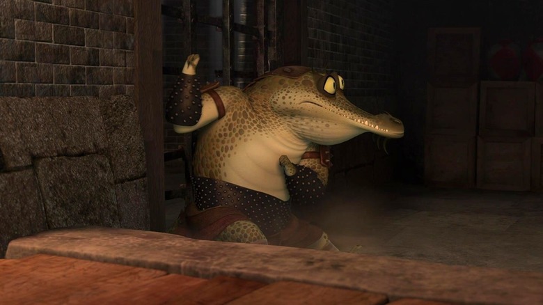 Jean-Claude Van Damme's Master Croc striking a pose in Kung Fu Panda 2