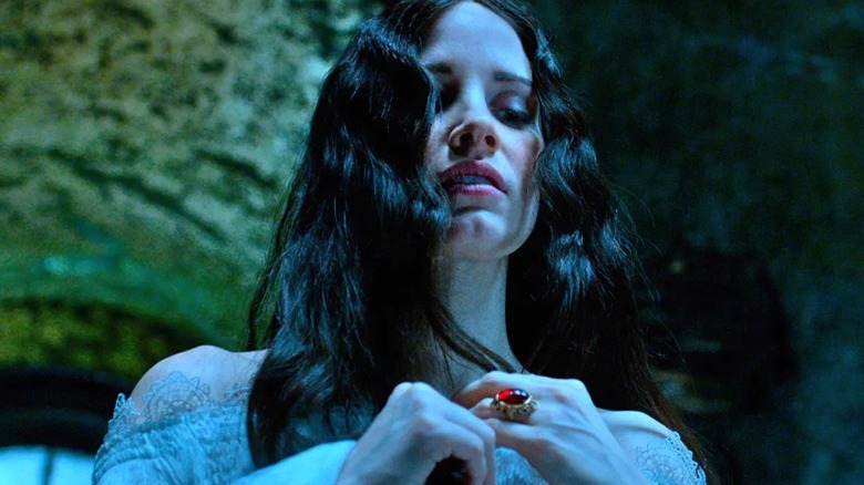 chastain menacing look red ring