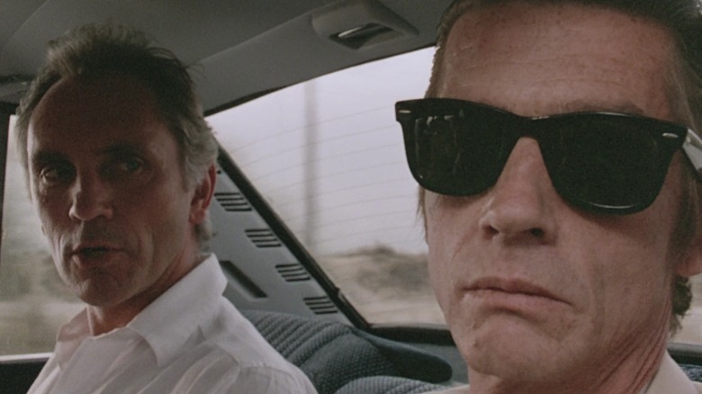 Terence Stamp and John Hurt car