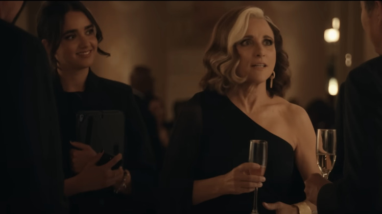 Geraldine Viswanathan and Julia Louis-Dreyfus as Mel and Valentina at a party in Thunderbolts*