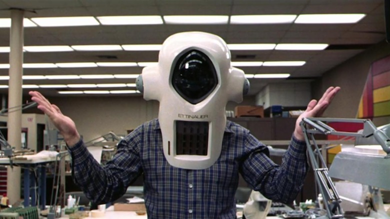 Albert Brooks in a weird helmet