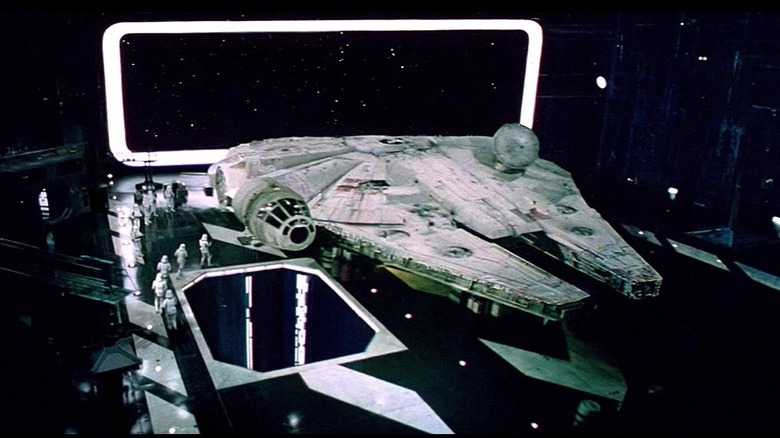 The Millennium Falcon after capture by the Death Star, in the original Star Wars