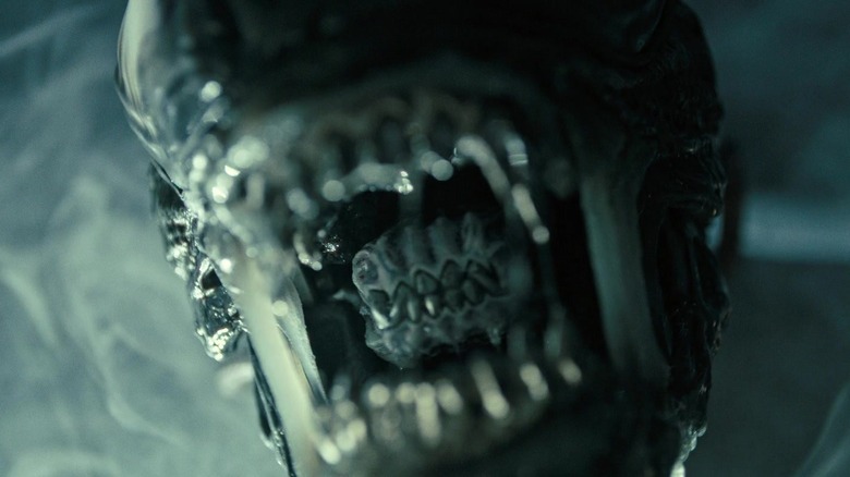 The Xenomorph opening its mouth in Alien: Romulus