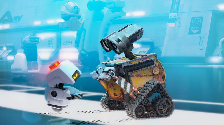 WALL-E is admonished by an angry robot in WALL-E