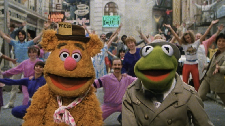 Fozzie Bear and Kermit singing "Hey a Movie!" in The Great Muppet Caper