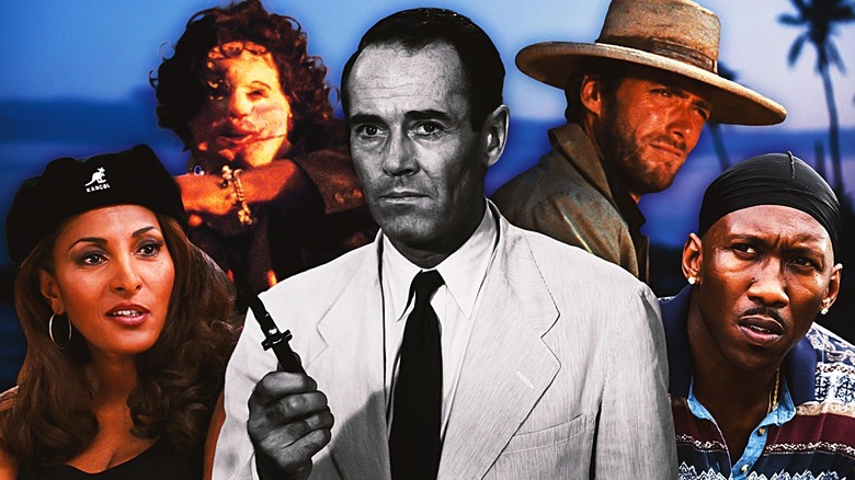 Pam Grier in Jackie Brown, Leatherface in Texas Chain Saw Massacre 1974, Clint Eastwood in The Good, the Bay and the Ugly, Mahershala Ali in Moonlight, and Henry Fonda in 12 Angry Men.