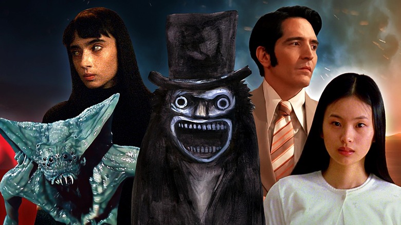 The alien from Sputnik, Sara Montpetit as Sasha in Humanist Vampire Seeking Consenting Suicidal Person, the illustrated Babadook from The Babadook, David Dastmalchian as Jack Delroy in Late Night with the Devil, and Asami (Eihi Shiina) in Audition