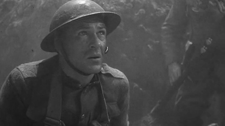 Sgt. York (Gary Cooper) in a trench during World War I in Sergeant York