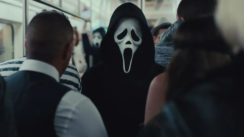 Ghostface, terrorizing people on a subway in Scream VI