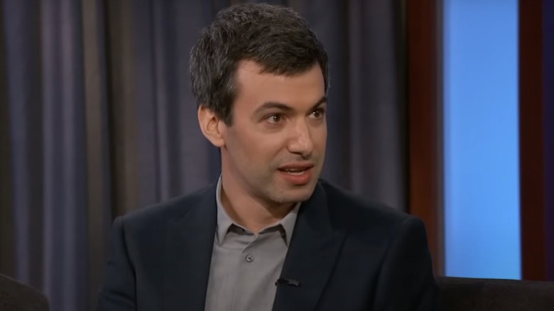 Nathan Fielder wearing a suit on Jimmy Kimmel Live