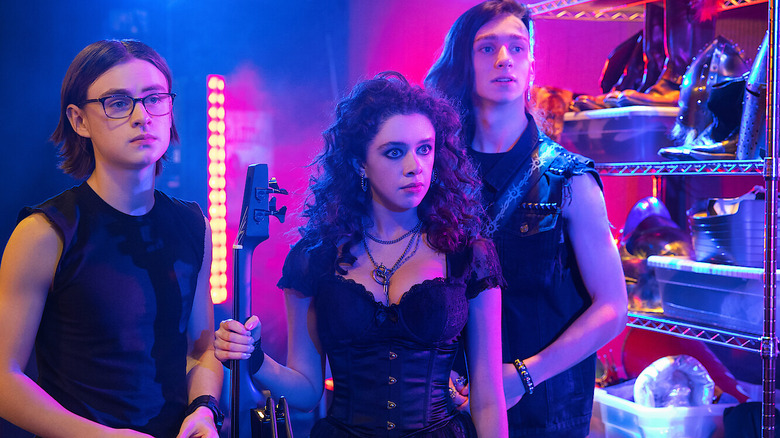 Jaeden Martell, Isis Hainsworth, and Adrian Greensmith in Metal Lords