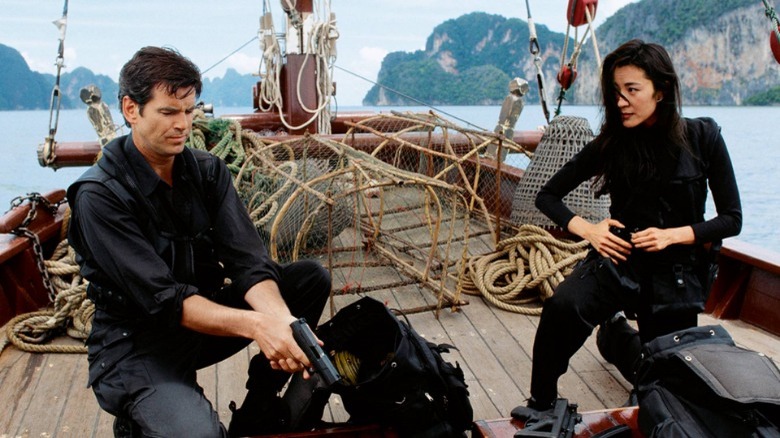 Pierce Brosnan Michelle Yeoh boat guns