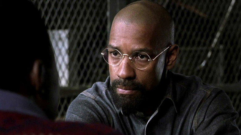 Carter (Denzel Washington) looks serious in The Hurricane