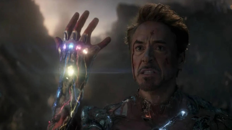 Robert Downey Jr as Tony Stark preparing for the infamous snap in Avengers: Endgame