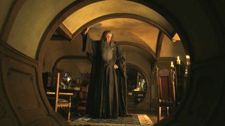 Ian McKellan as Gandalf inside Bag End in The Lord of the Rings: The Fellowship of the Ring
