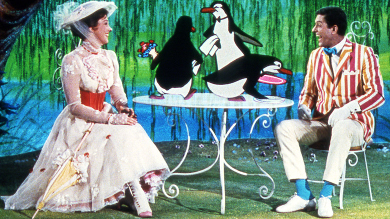 Julie Andrews and Dick Van Dyke as Mary Poppins and Bert having a jolly holiday in Mary Poppins