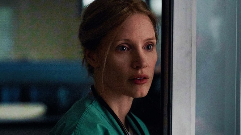 Amy Loughren (Jessica Chastain) is shocked in The Good Nurse
