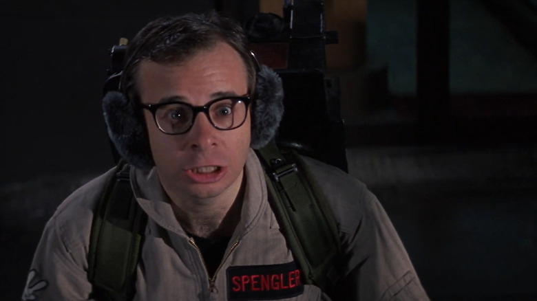 Louis Tully, played by Rick Moranis, finally suits up in team gear for Ghostbusters II