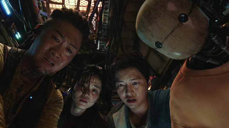 The crew of space sweepers looking down