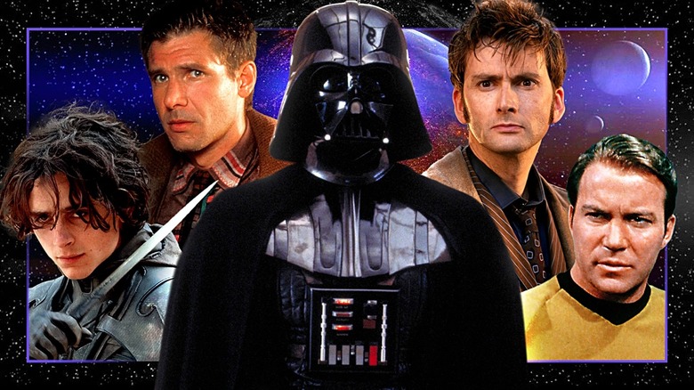 Timothee Chalamet as Paul Atreides in Dune, Harrison Ford as Deckard in Blade Runner, David Prowse as Darth Vader in Empire Strikes Back, David Tennant as the Doctor on Doctor Who, William Shatner in Star Trek: The Original Series