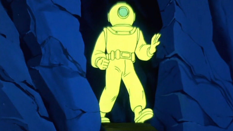 The Ghost of Captain Cutler walking out of a cave in Scooby-Doo, Where Are You!