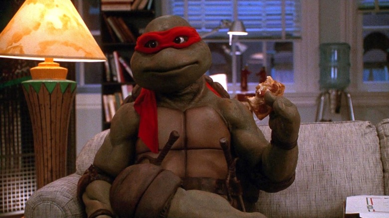 Kenn Troum as Raphael eating pizza in "Teenage Mutant Ninja Turles II: The Secret of the Ooze"