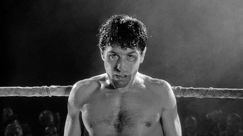Robert De Niro as Jake, mid fight in Raging Bull