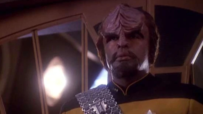 Star Trek: Deep Space Nine's Worf frowning