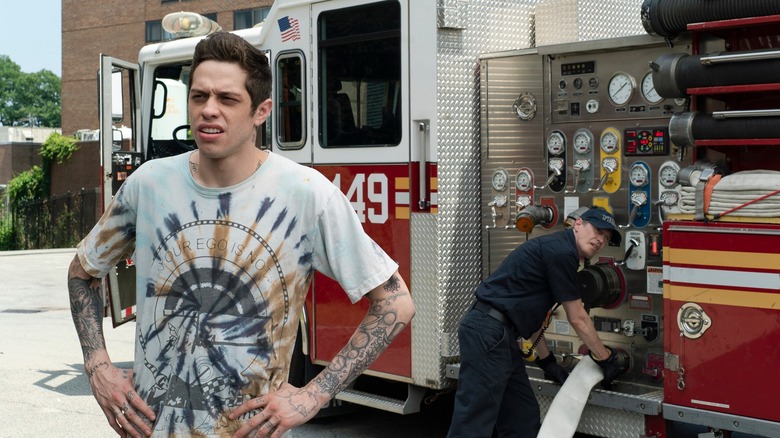Pete Davidson with firetruck