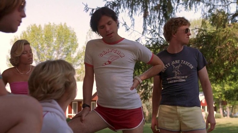Elizabeth Banks as Lindsay, Michael Ian Black as McKinley, and A.D. Miles as Gary in Wet Hot American Summer