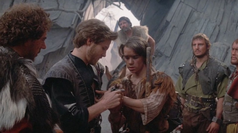 Ken Marshall as Krull and a young Liam Neeson as Kegan in Krull