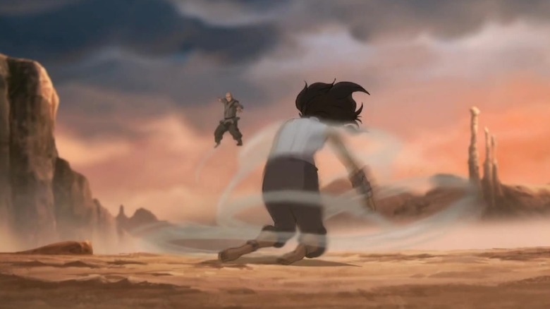 Zaheer and Korra facing off