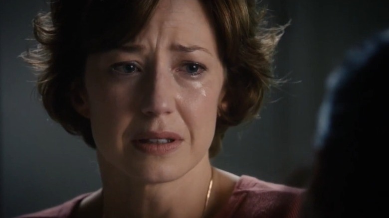 Carrie Coon as Nora Durst crying on The Leftovers