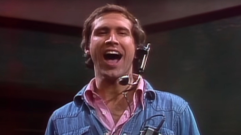 Chevy Chase introduces the first episode of Saturday Night Live