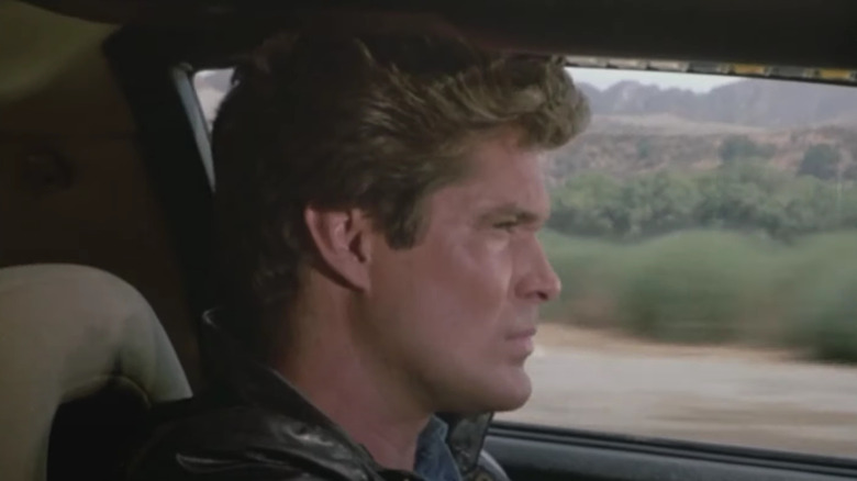 David Hasselhoff as Michael Knight, at the wheel of KITT in Knight Rider