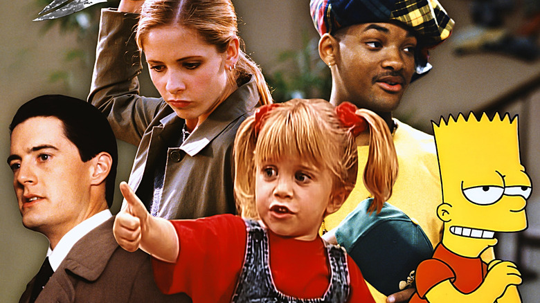 Collage of Sarah Michelle Gellar, Will Smith, Kyle MacLachlan, Mary-Kate Olsen, Bart Simpson