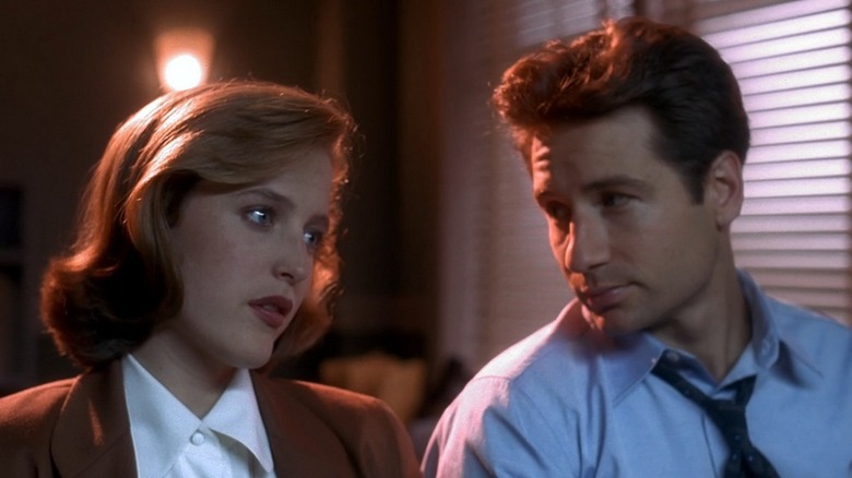 Gillian Anderson as Dana Scully and David Duchovny as Fox Mulder in The X-Files.