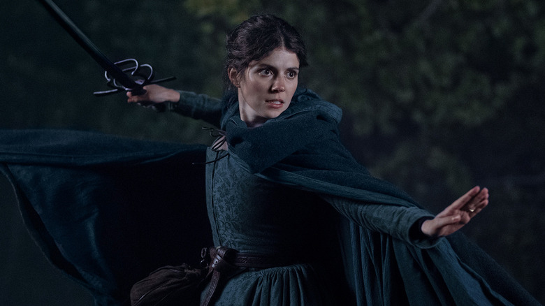 Emily Bader as Jane wielding a sword in My Lady Jane