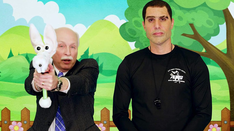 Phillip van Cleave with Sacha Baron Cohen, in disguise as Erran Morad on Who is America