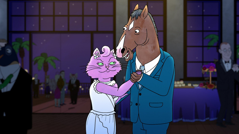 Princess Carolyn and BoJack Horseman share a dance in BoJack Horseman.