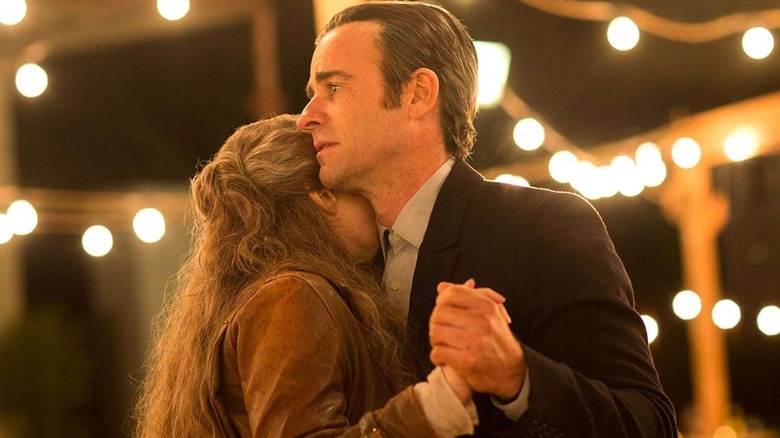 Justin Theroux as Kevin Garvey dances with Carrie Coon as Nora Durst in The Leftovers.