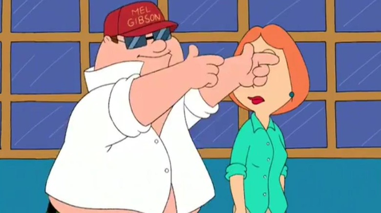 Peter Griffin pretending to be Mel Gibson on Family Guy