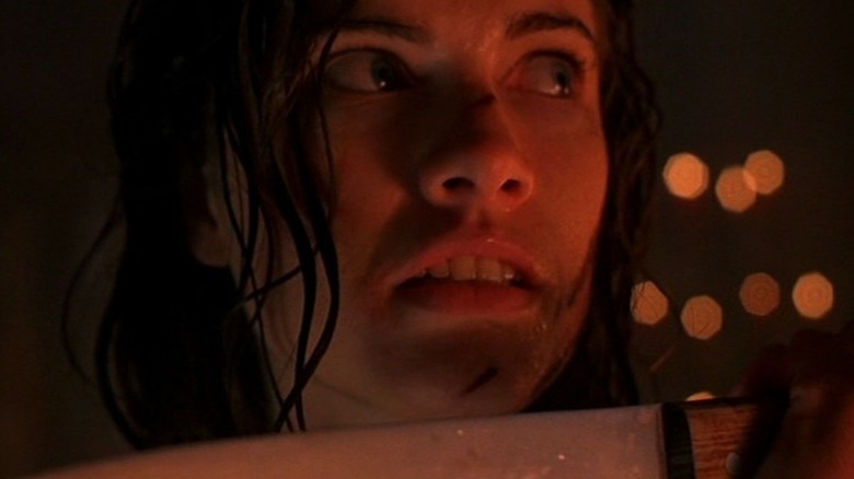 Heather Langenkamp with knife