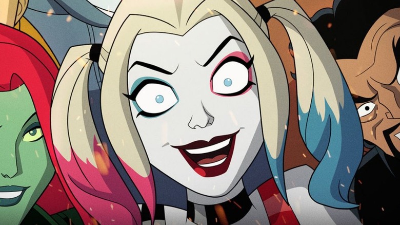 Harley Quinn and her supporting cast smiling